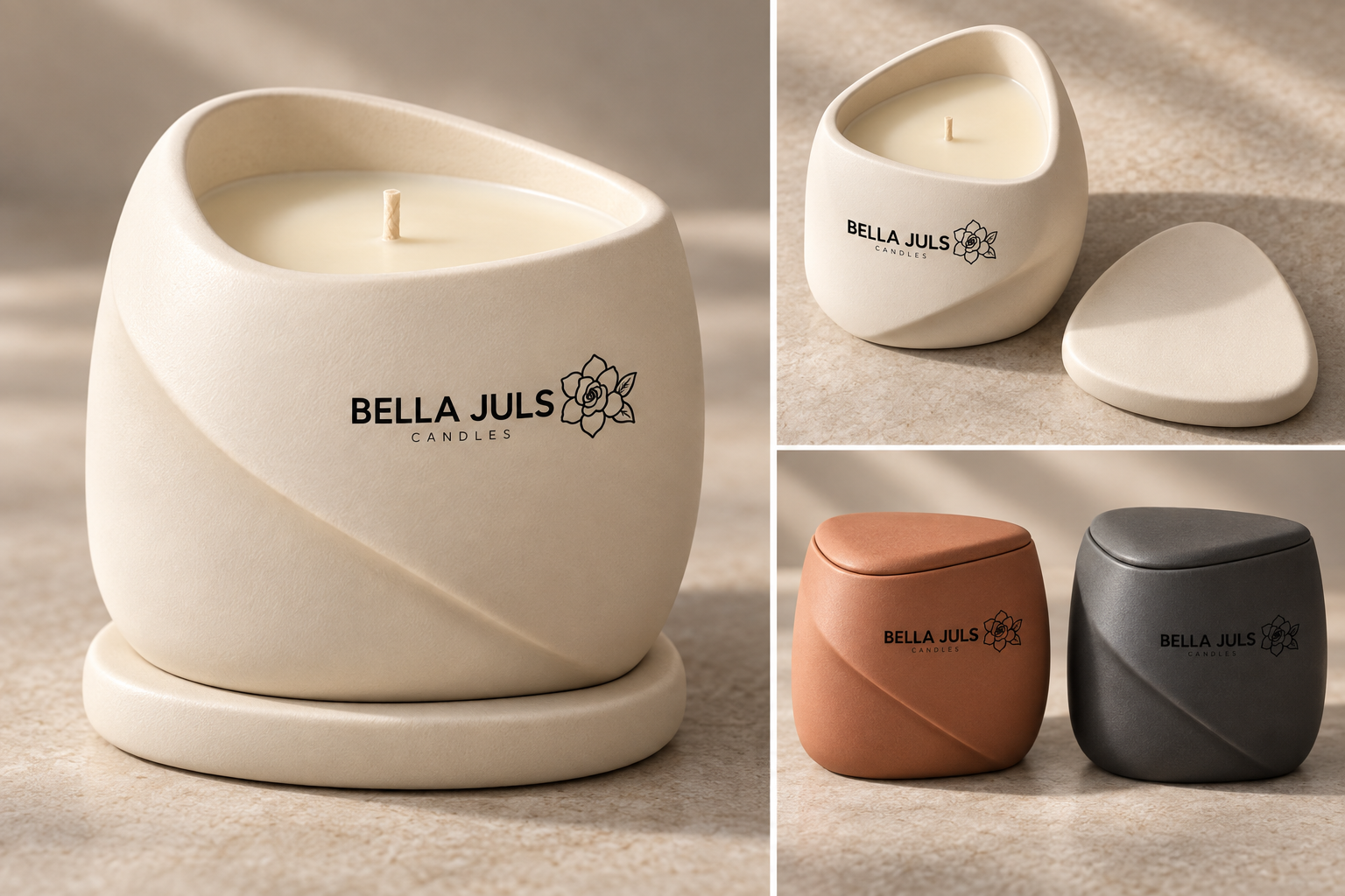 Original ceramic design in ivory, terracotta and charcoal
